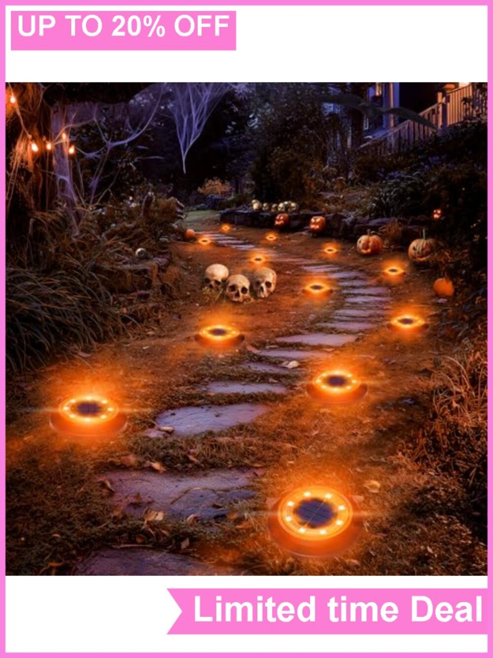Solar Ground Lights Outdoor Waterproof 12 Pack 2-in-1 Dual Purpose LED